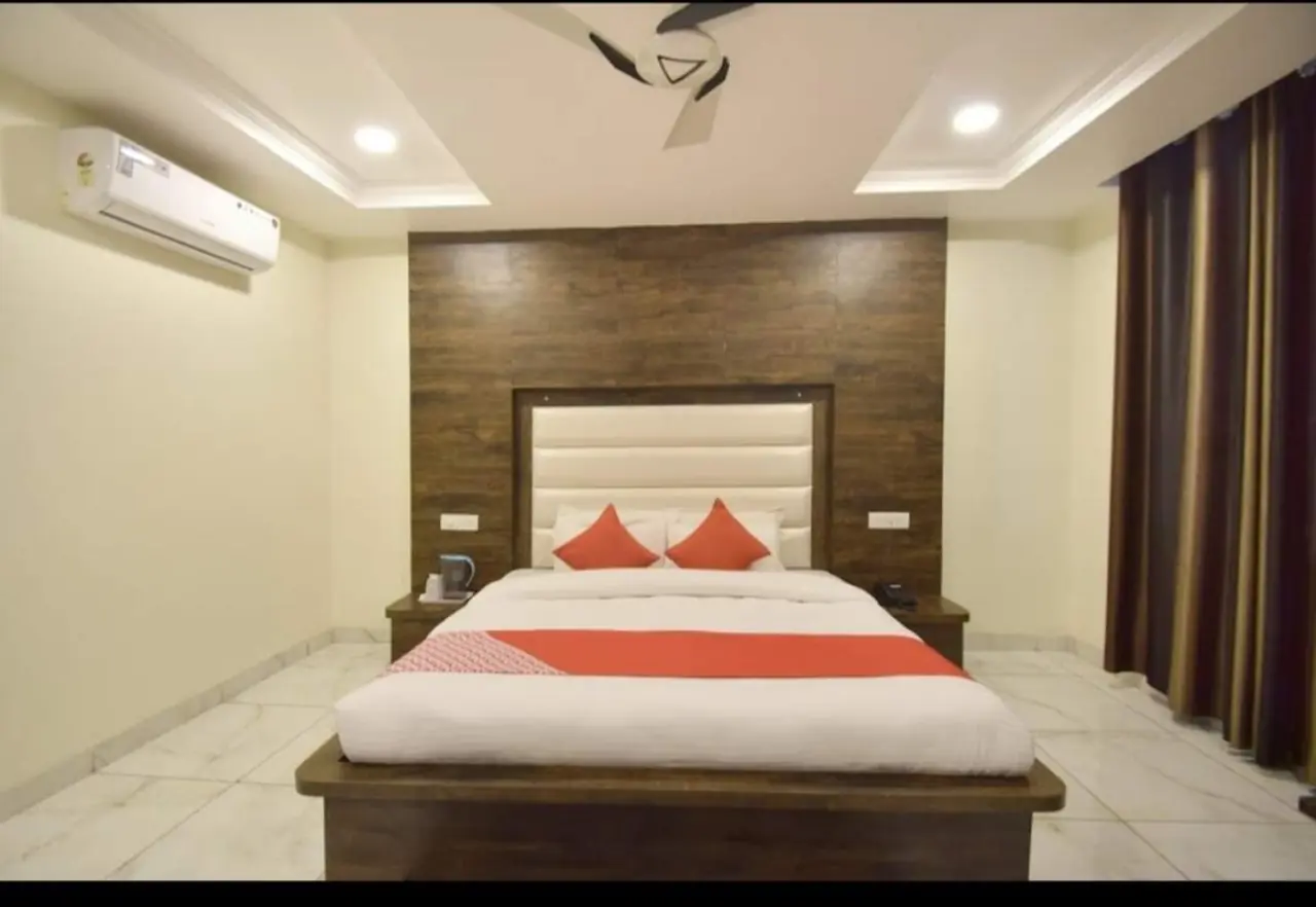 Room with dark wood accent wall